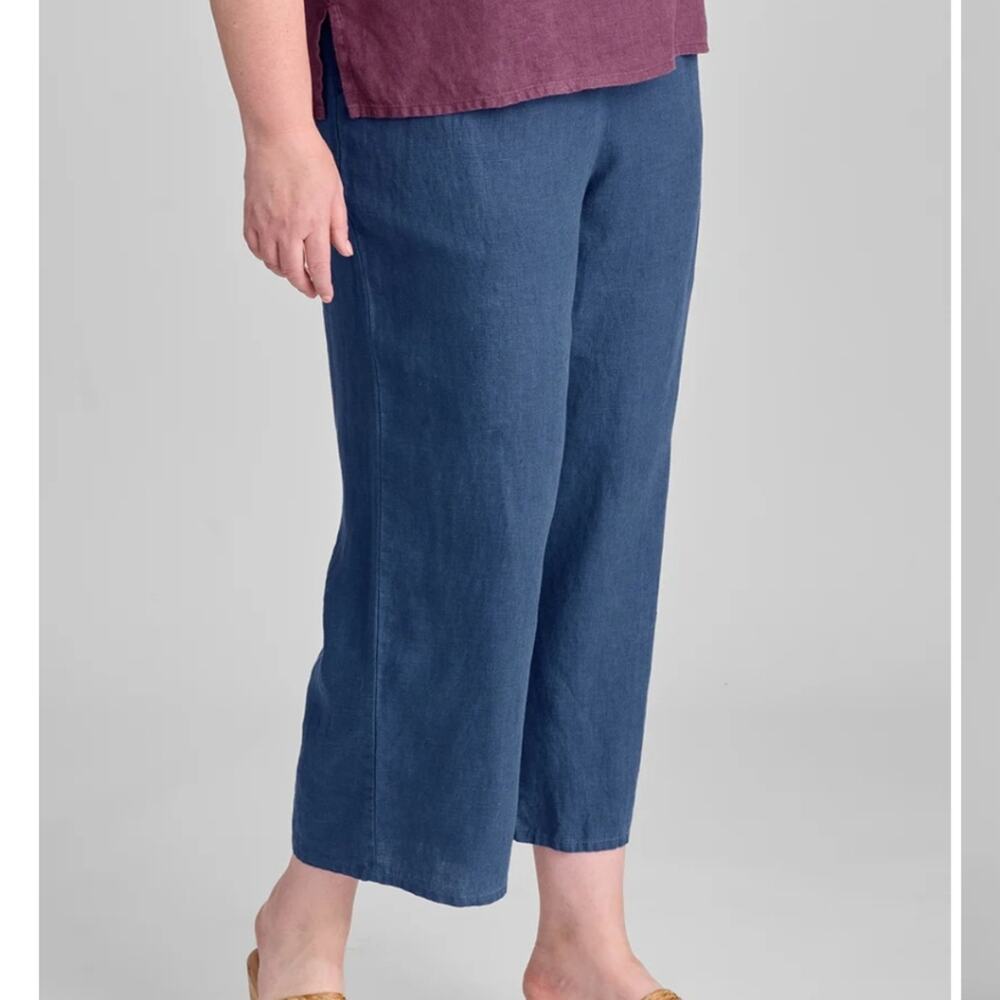 Flax Floods Linen Pull On Elastic Waist Pants Size P (4-6)